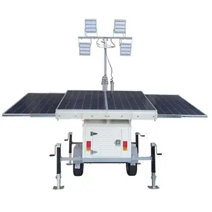 工厂定制8*460瓦大功率太阳能电池板9m伸缩桅杆太阳能闭路电视拖车中国制造