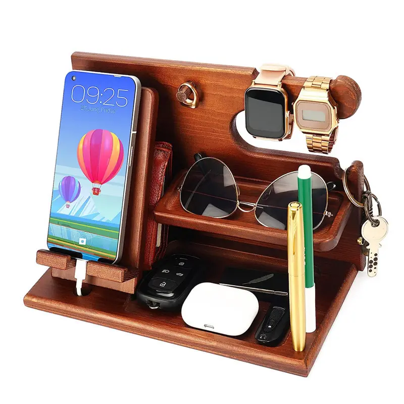 stand station watch phone dock charger wooden holder station charger holder cradle stand