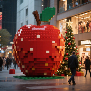 COBLOCKS, decoración comercial personalizada ABS + UV para exteriores, Nochebuena, bloque de construcción gigante de Apple, para centros comerciales - Product Image 1