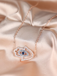 Collier ras de cou pour femme en argent sterling fin plaqué or rose avec pendentif en zircon, design de charme européen - Cadeau - Product Image 6