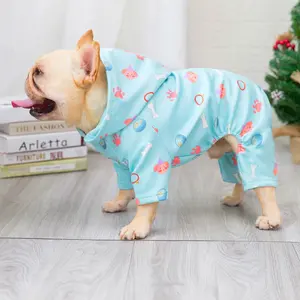 Combinaison en velours imprimé sur mesure pour chien, vente en gros, pyjama doux, à capuche, vêtements pour chiens