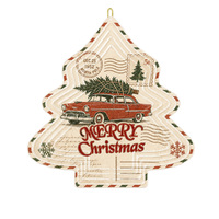 Pendentif en fer plat 2D vintage avec motif timbre postal, pour décoration de porte de maison de Noël, personnalisable