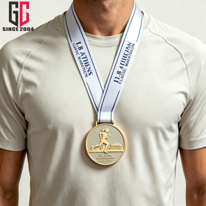 Médaille de marathon personnalisée en usine, plaquée or, émail, récompense sportive avec ruban, médaille de course classique Athènes - Product Image 5