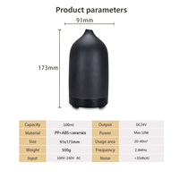 Humidificateur en porcelaine à télécommande, vente en gros d'usine, usage domestique, diffuseur d'arômes en céramique ultrasonique 100 ml