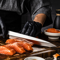 Grandsharp Couteau à saumon japonais 8 ''Yanagiba Poisson Sashimi Sushi Couteaux Yanagiba avec manche en bois d'ébène et corne de buffle noire
