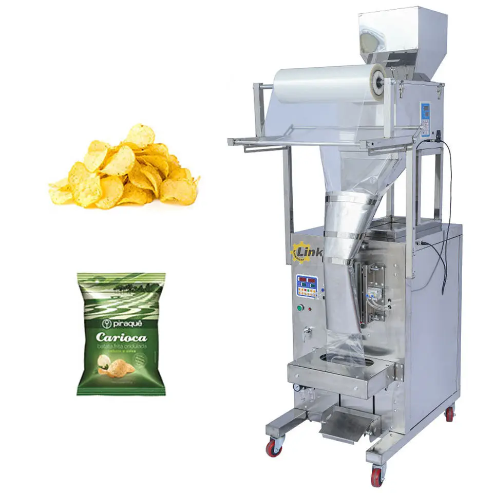 Máquina Vertical Automática de Sellado de Bolsas de Plástico para Palomitas de Maíz, Fritas de Plátano, Nueces, Cacahuetes, Aperitivos