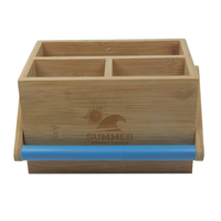 Porte-ustensiles de cuisine en bois d'acacia FSC, grand porte-ustensiles de cuisine en bois à 4 compartiments pour comptoir de style farmhouse