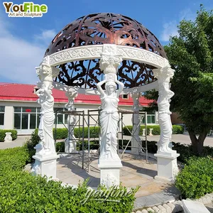 Phổ biến trang trí sân vườn gazebo ngoài trời đá cẩm thạch trụ cột phụ nữ