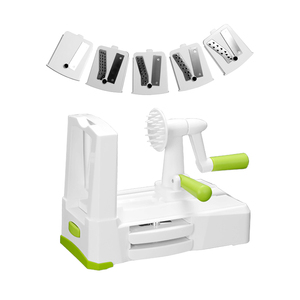 5 lưỡi Rau xoắn ốc cắt hướng dẫn sử dụng tay quây <span class=keywords><strong>Slicer</strong></span> cho salad chuẩn bị gia đình nấu ăn - Product Image 1
