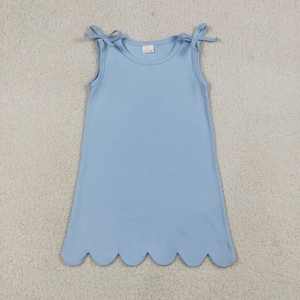 Vestido de Verano para Niñas, Estampado, Sin Mangas, Hasta la Rodilla, Transpirable, con Dobladillo Festoneado y Lazos en los Hombros - Product Image 2