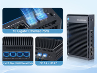 Mini PC Industrial Firewall N150 con 4 Puertos Intel I226V Gigabit LAN, 2 Puertos 10Gbps SPF+, 1 Puerto RS232 COM, HD-MI, DP, Pantallas Dobles para Seguridad de Red