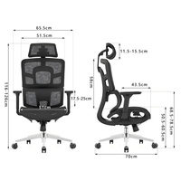 Chaise de bureau ergonomique moderne pivotante avec support lombaire, appui-tête réglable, dossier haut en maille de luxe, pour personnel, en nylon