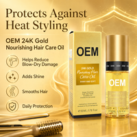 Minyak Rambut Bernutrisi Emas 24K Tanpa Logo untuk Perawatan Rambut Kering dan Rusak, Minyak Organik Penghalus, Berkilau, Lembut, Serum Perbaikan Rambut untuk Wanita