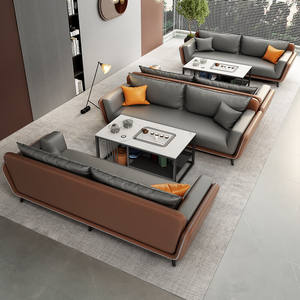 Canapé de bureau Saint-Lee en cuir, éponge haute densité, mobilier durable pour réception et réunions - Product Image 3