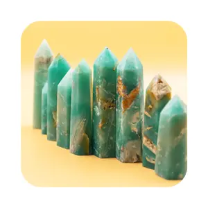 Vente en gros de points de calcite caribéenne de haute qualité, augmentation naturelle de l'énergie, tours bleu ciel en cristal pour la décoration fengshui