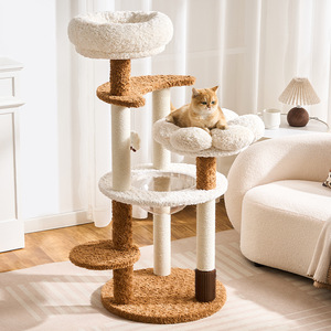 Árbol para Gatos Natural Bloom de 4 Niveles, Blanco y Marrón, Rascador Resistente para Gatos Medianos - Product Image 2
