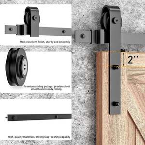 WEKIS Kit de Herrajes para Puerta Corredera Industrial de Acero al Carbono de Alta Resistencia de 6.6 Pies con Ruedas Silenciosas para Dormitorio - Product Image 3