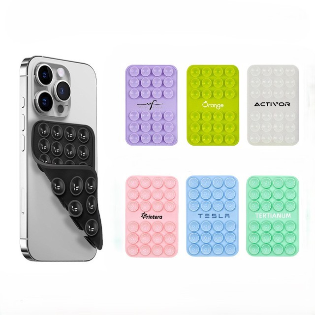 Double Sided Customizable Silicone 24 Suction Cups Phone Holder Bulk Non-slip Silicone Suction Phone Back
