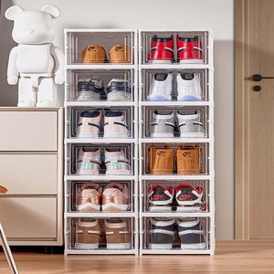 3/6 Schicht Falten Kostenlose Installation Schuhkarton Praktische bequeme Schuhkarton Aufbewahrung Stapelbare minimalist ische Aufbewahrung sbox - Product Image 4