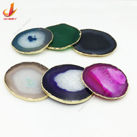 Barre de pierres précieuses en tranches, tasse de cristal, thé cristal rond ovale tranche d'agate sous-verre fabricants artisanat Promotion sous-verre en cristal