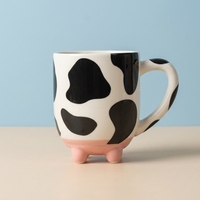 Mug en céramique Dehua transfrontalier motif vache de dessin animé mignon pour lait, café, eau – Vente en gros, cadeau de vacances
