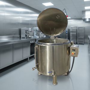 آلة طهي صناعية، وعاء غليان مزدوج الجدار عمودي | تسخين بالزيت/البخار للطهي على درجات حرارة عالية، مع خاصية التحريك - Product Image 1