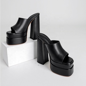 Wholesale Dropship Anti-Slippery Breathable Square Toe <b>Lady</b> <b>Platform</b> Shoes Super High Heel Chunky Wedge Autumn <b>Sandals</b> for Party - Product Image 2