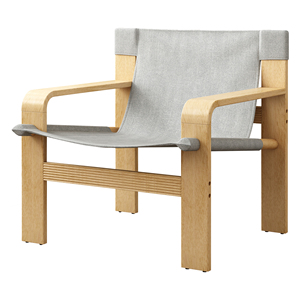 Poltrona in Legno di Quercia con Braccioli Larghi, Stile Mid-Century, Rivestimento in Lino, Struttura in Legno Massello, Sedia per Soggiorno - Product Image 5