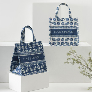 <b>Lunch</b> Bag Cotton Linen Zipper Portable Double Pockets Handheld For <b>Work</b> And School JY017 JY018 - Product Image 1