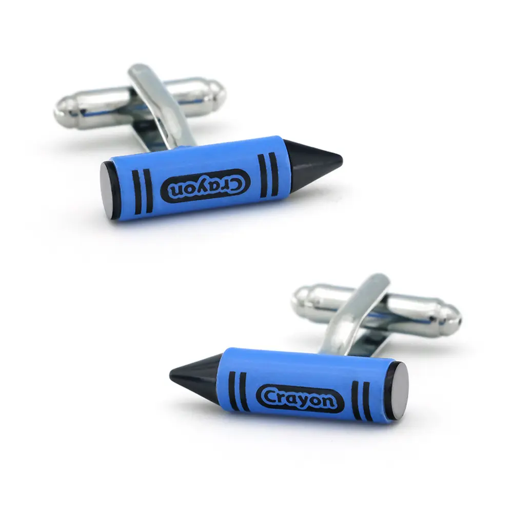 Fun Crayon Men's French Button Blue Pencil Crayon Cufflinks Spot Wholesale