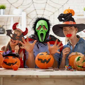 Maschera Verde da Fantasma con Pelliccia Nera Soffice, Maschera Spaventosa per Halloween, Cosplay <span class=keywords><strong>Horror</strong></span>, Costume per Feste in Maschera e Case Infestate - Product Image 5