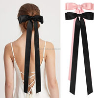 OKAY Barrette à cheveux française sur mesure, taille extra large, avec nœuds en ruban et queue super longue, pour femmes