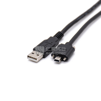 Cable USB para Cámara Industrial, USB a Mini-B, Conector Roscado, Negro, 1m, Cable Moldeado por Inyección, Cable de Transferencia de Datos para Visión Artificial