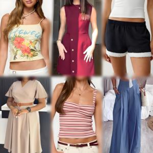 Conjunto de Ropa Casual de Verano para Mujer con Pantalones Anchos, Tops Cortos y Minifaldas, Estilos Variados, Talla Única, Poliéster/Algodón para Adultos - Product Image 3