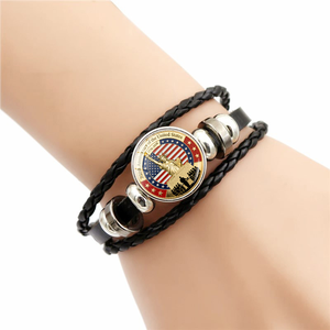 Bracelet en métal tressé patriotique USA 250e anniversaire, réglable, unisexe, toutes <span class=keywords><strong>saisons</strong></span>, avec breloques Statue de la Liberté et Aigle chauve - Product Image 4