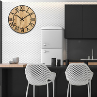 Jam Dinding Bulat Motif Kayu Mewah Kustom Baru untuk Ruang Tamu Kamar Tidur Modern Minimalis Kelas Atas