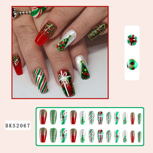24 Uds. <span class=keywords><strong>Uñas</strong></span> <span class=keywords><strong>postizas</strong></span> <span class=keywords><strong>de</strong></span> lentejuelas brillantes diseño <span class=keywords><strong>de</strong></span> árbol <span class=keywords><strong>de</strong></span> Navidad rayas brillantes estilo francés Press-on X-Mas decoración <span class=keywords><strong>de</strong></span> <span class=keywords><strong>uñas</strong></span> <span class=keywords><strong>para</strong></span> mujeres <span class=keywords><strong>niñas</strong></span> - Product Image 5