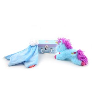 ชุดของขวัญสำหรับเด็กแรกเกิดแบบพกพาสีน้ำเงินตุ๊กตายูนิคอร์นตุ๊กตายัดไส้สัตว์ผ้าห่มยัดนุ่นชุดกระเป๋าเดินทาง - Product Image 3