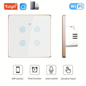 Wifi Muur Schakelaar Glazen Paneel Tuya Smart <span class=keywords><strong>Light</strong></span> Touch Schakelaar Met Smart Leven Afstandsbediening Schakelaar - Product Image 4
