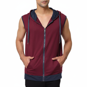 Sudadera con capucha sin mangas con cremallera de alta calidad personalizada al por mayor para hombre estampado multicolor patrón XS tallas básicas mezcla de algodón - Product Image 1