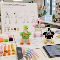Famipet Fabricant – Nouveauté : Ensemble de jouets pour chiens en peluche douce et crépitante, design oiseaux mignons, thème estival, avec fonction couineur
