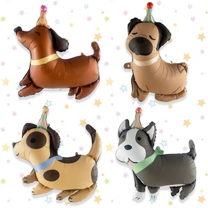 סיטונאי מוצרים כלב חדש, כלב עם כובע יום הולדת עיצוב נייר כסף יום הולדת לקישוטים - Product Image 1