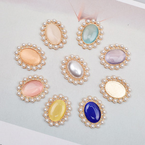 Grosir Batu Opal Mutiara Oval <span class=keywords><strong>2.3</strong></span>*2.8cm dengan Alas Logam, Rhinestone Datar untuk Dijahit pada Jepit Rambut - Product Image 4