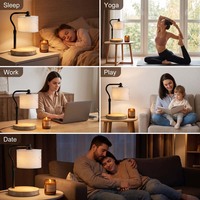 Lampe chauffe-bougie électrique style ferme chaleureuse, sans suie, avec abat-jour en tissu de lin naturel et base en bois pour bougies en pot