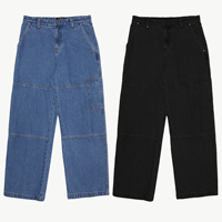 Nouveau pantalon de travail personnalisé à coupe ample et à jambes larges pantalon cargo en denim avec poches plaquées sur le côté pour hommes