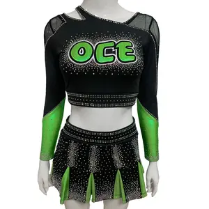 Profession eller Jubel wettbewerb plus Größe Cheerleading Uniformen Langarm Cheerleader Uniformen für Kinder