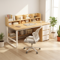 Meubles de bureau à domicile modernes, bureau d'ordinateur en bois avec tiroirs, bureau d'étude simple avec étagère