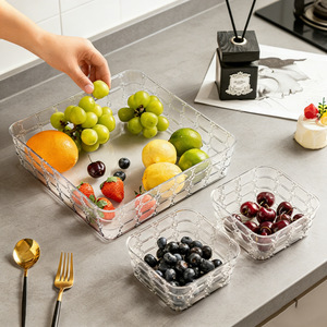 Plastic Fruit Plate Four Compartment With Lid For Home Snack Storage Rectangle Shape Party Use - Product Image 4