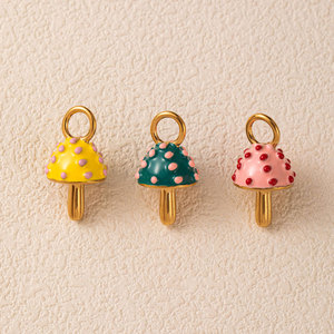 Dijes de Hongo Esmaltados de Acero Inoxidable 316L con Baño de Oro de 14k 18k, Personalizados DIY de Lujo para la Fabricación de Joyas, Collares y Pulseras - Product Image 1