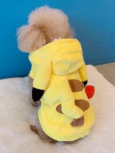 Vêtements pour chien en polaire et coton avec motif <span class=keywords><strong>Pikachu</strong></span> jaune - Vêtements amusants pour animaux de compagnie pour toutes les saisons - Product Image 2